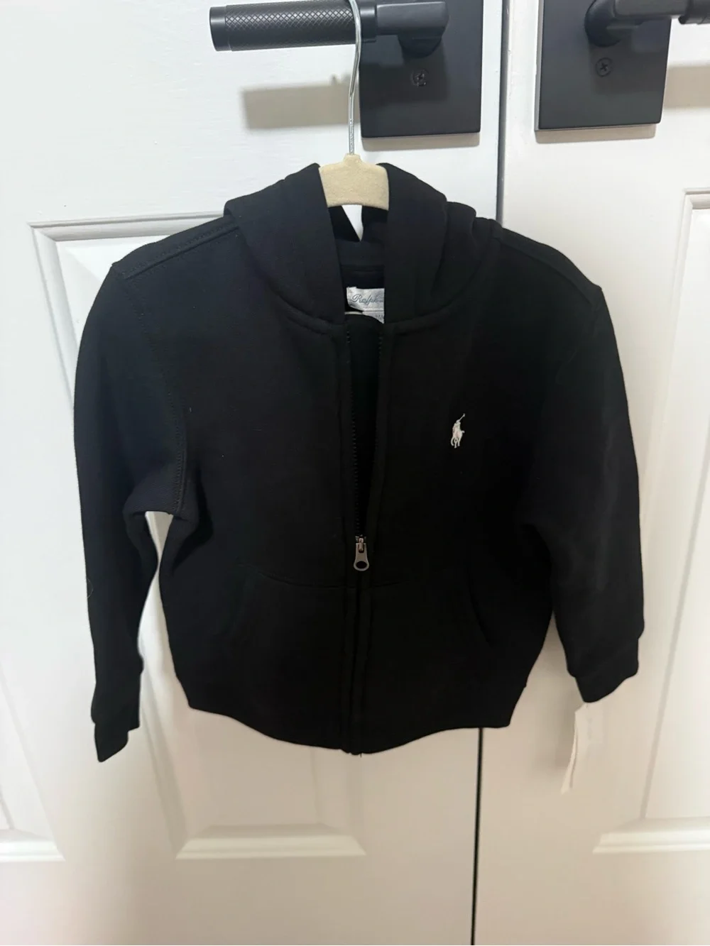 Ralph Lauren Black Kids Full-Zip Hoodie with Polo Pony